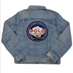 Polo Ralph Lauren Alpine Racing Ski Patch Trucker Denim Jean Jacket NWT Men’s